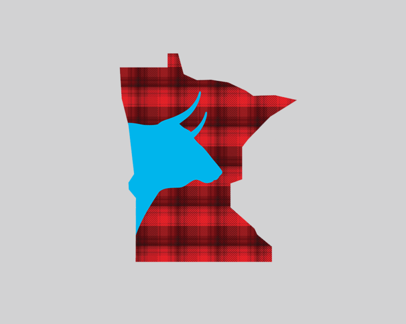 Shape of Minnesota with Babe the Blue Ox (illustration by Dan Woychick)